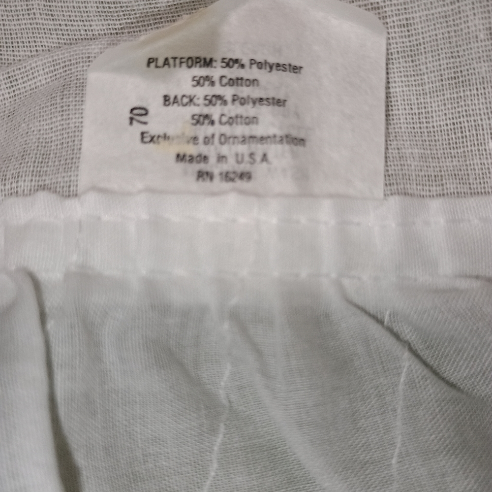 White Full Size Dust Ruffle Bed Skirt Eyelet Pattern & Pink Ribbon Accents - Picture 9 of 9